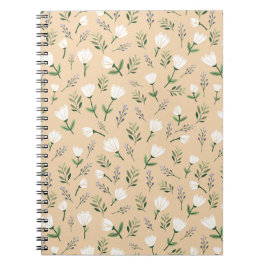 Minimalistisk vit blomster anteckningsbok