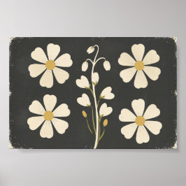 Minimalistisk vit blomsterkonst poster