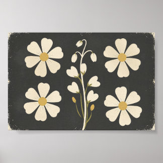 Minimalistisk vit blomsterkonst poster