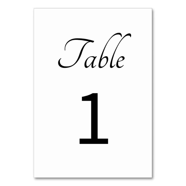 Minimalistisk: Vit Bordskortnummer Bordsnummer (Framsidan)