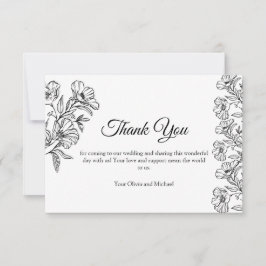 Minimalistisk vit botanisk linjekonst tack kort