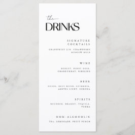 Minimalistisk vit Bröllop-dryck Meny