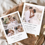 Minimalistisk vit Bröllop-Elegant, fyra foto Inbjudningar<br><div class="desc">Modern Elegant 4 - inbjudan till minimalistbröllop med fotokollage. Bröllopekorten innehåller en modern typografi som är elegant,  enkel och modern till använda efter er minimalistiska enkla bröllopsdag firande.</div>