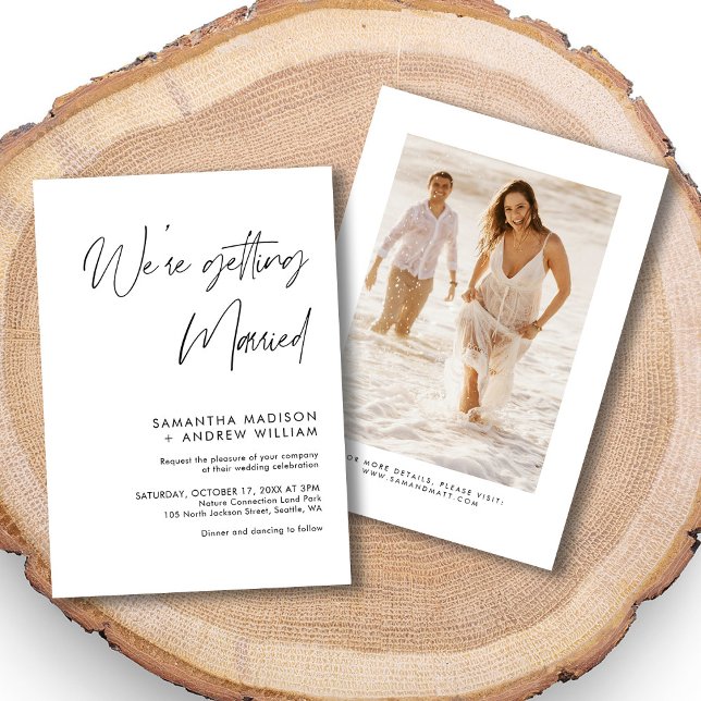 Minimalistisk vit bröllopsinbjudan för alla Stil Inbjudningar (Personalized Minimalist White Wedding Invitation for any Style)