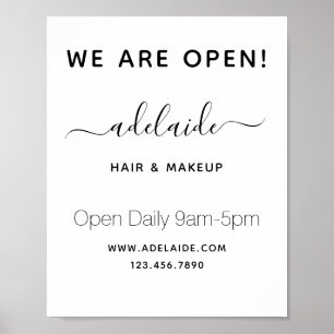 Minimalistisk vit Chic, hårstilist Salon Återöppni Poster