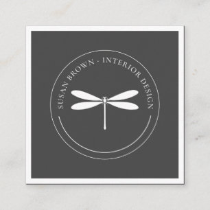 Minimalistisk vit Dragonfly Fyrkantigt Visitkort