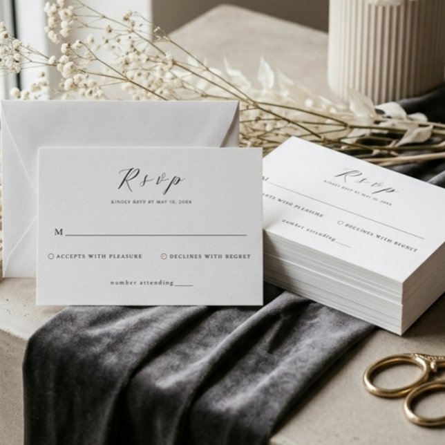 Minimalistisk Vit Elegant Bröllop OSA Kort (Skapare uppladdad)