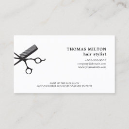 Minimalistisk vit Elegant-sax Comb Hairstylist Visitkort