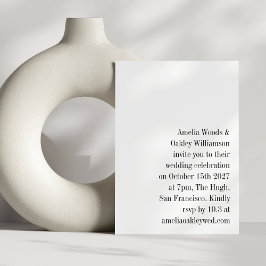 Minimalistisk vit Elegant Snyggt Modern Bröllop Inbjudningar