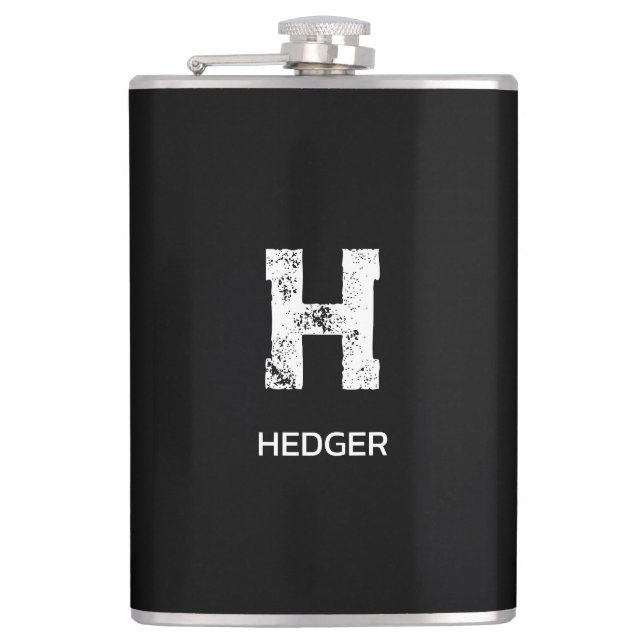 MINIMALISTISK VIT EN BOKSTAV MONOGRAM NAMN SVART FICKPLUNTA (Framsidan)
