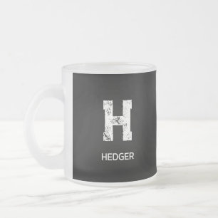 MINIMALISTISK VIT EN BOKSTAV MONOGRAM NAMN SVART FROSTAD GLASMUGG