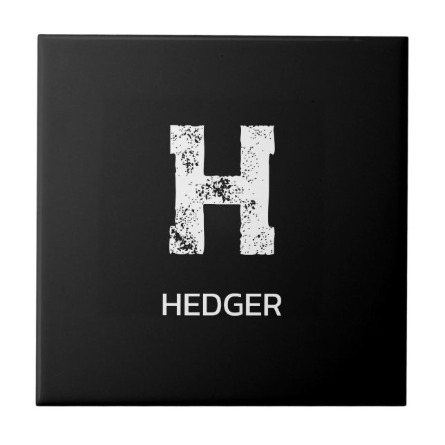 MINIMALISTISK VIT EN BOKSTAV MONOGRAM NAMN SVART KAKELPLATTA (Framsidan)