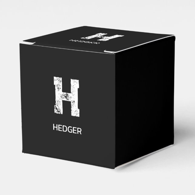 MINIMALISTISK VIT EN BOKSTAV MONOGRAM NAMN SVART  PRESENTASKAR (Framsidan Sidan)