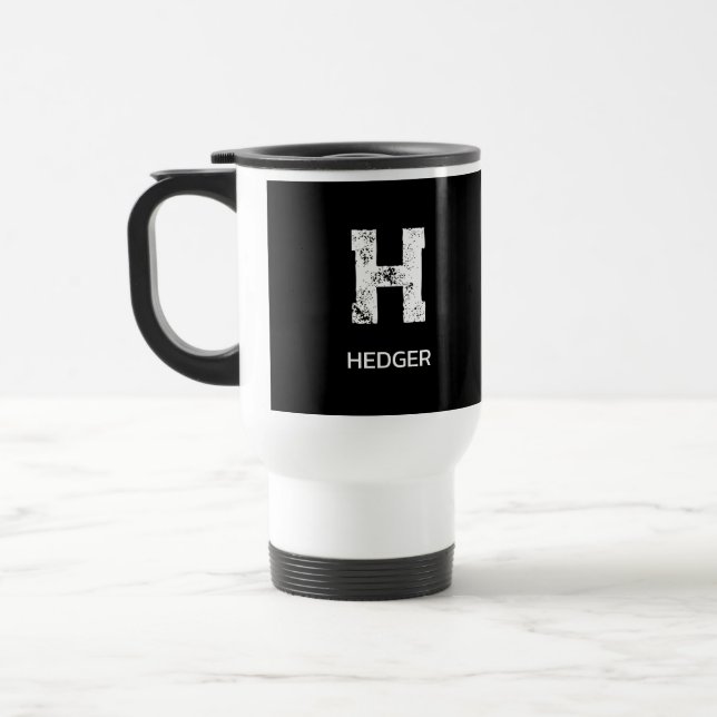 MINIMALISTISK VIT EN BOKSTAV MONOGRAM NAMN SVART RESEMUGG (Vänster)