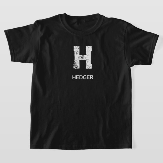 MINIMALISTISK VIT EN BOKSTAV MONOGRAM NAMN SVART T SHIRT (Laydown)