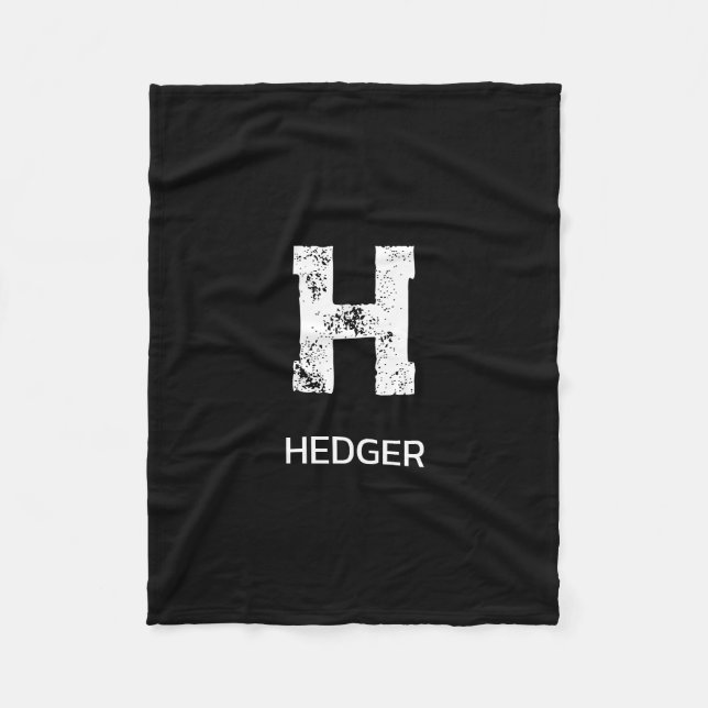 MINIMALISTISK VIT ENBOKSTAVS MONOGRAM NAMN SVART FLEECEFILT (Framsidan)
