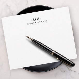 Minimalistisk vit enkel Elegant, Monogram - början Anteckningskort