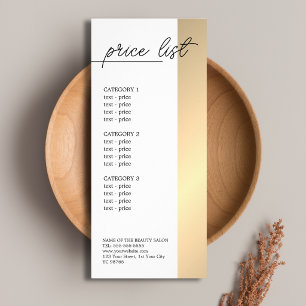 Minimalistisk vit falsk guldlinje Skönhetsprislist Reklamkort