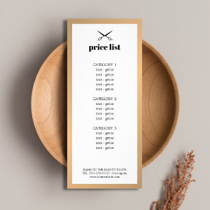 Minimalistisk vit falsk guldskönhetsprislista reklamkort