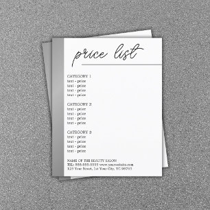 Minimalistisk vit falsk silverlinje skönhetsmeny flygblad