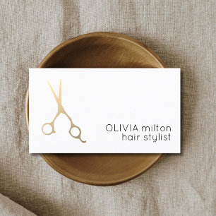 Minimalistisk vit Faux Guld-sax Visitkort