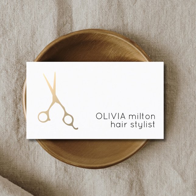 Minimalistisk vit Faux Guld-sax Visitkort (Skapare uppladdad)