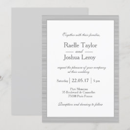 Minimalistisk vit grått rand, modern chic bröllop inbjudningar