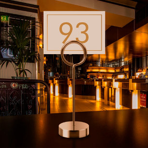 Minimalistisk Vit Guld Text Restaurang Bordsnummer
