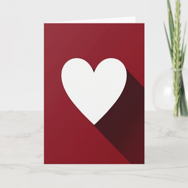Minimalistisk vit hjärtkort kort (Framsida)