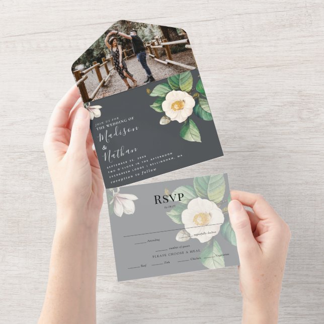 Minimalistisk vit japansk Camellia Bröllop (Avrivbar del)