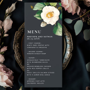 Minimalistisk vit japansk Camellia Bröllop Meny