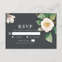 Minimalistisk vit japansk kamelia bröllops-RSVP