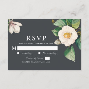 Minimalistisk vit japansk kamelia bröllops-RSVP Tilläggskort