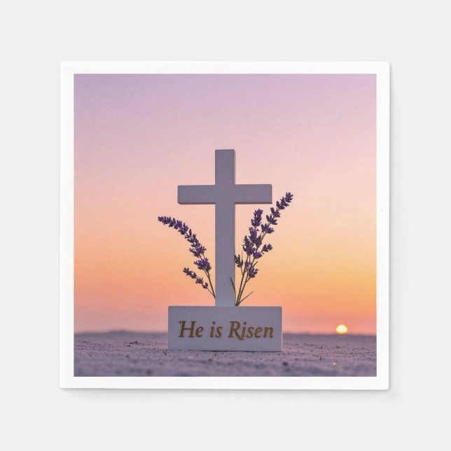 Minimalistisk vit kor med lavender pappersservett (Framsidan)