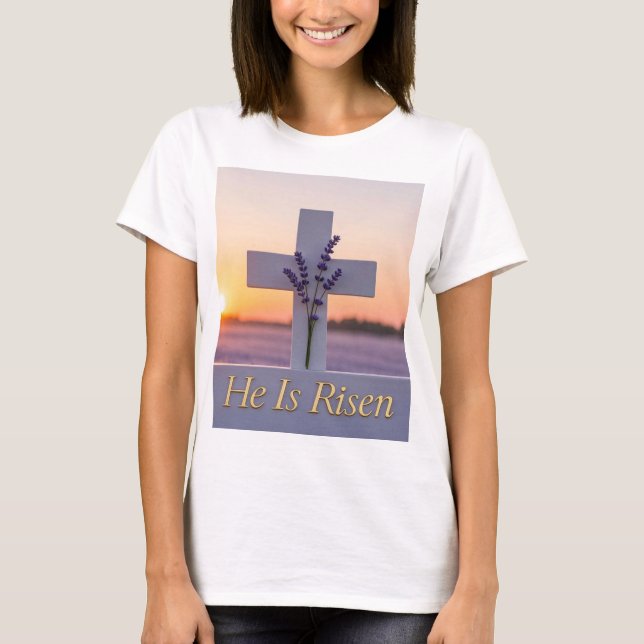 Minimalistisk vit kor med lavender t shirt (Framsida)