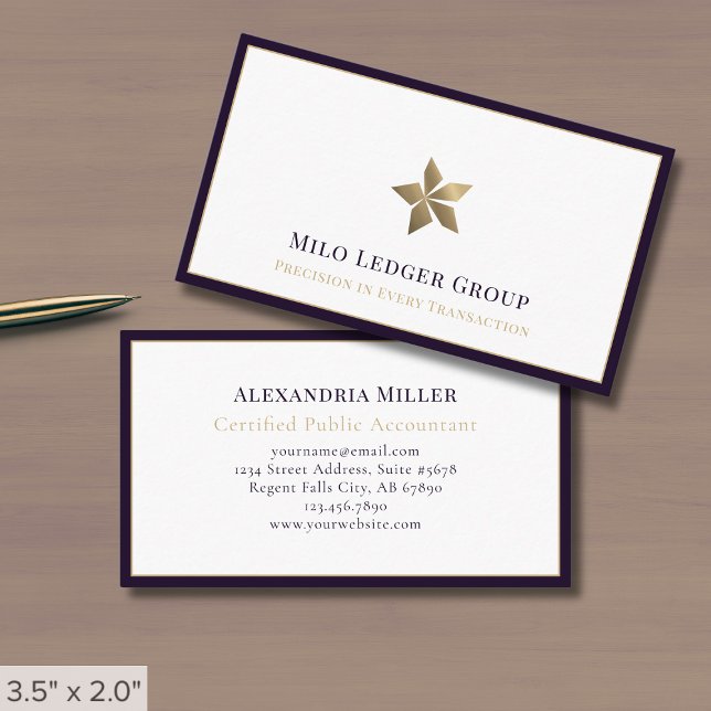 Minimalistisk vit Lila Guld Luxe Logotyp Visitkort (Skapare uppladdad)