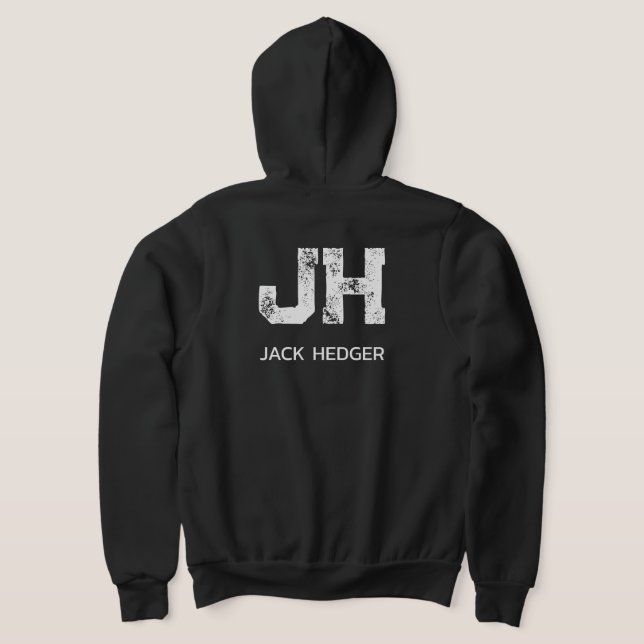 MINIMALISTISK VIT LOGOTYP MED TVÅ BOKSTÄVER SVART T SHIRT (Laydown Baksida)
