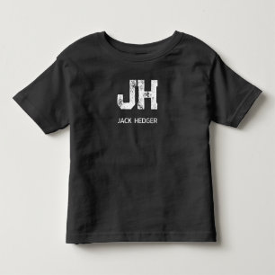 MINIMALISTISK VIT LOGOTYP MED TVÅ BOKSTÄVER SVART T SHIRT