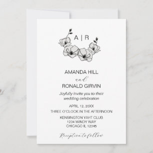 Minimalistisk vit Magnolia Flower Bröllop Inbjudningar