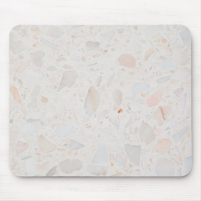 Minimalistisk vit marmor musmatta (Framsidan)
