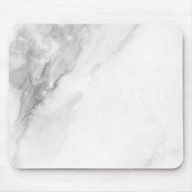 Minimalistisk vit marmor musmatta (Framsidan)