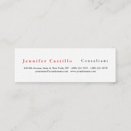 Minimalistisk vit Mini med modern enkel Elegant Mini Visitkort