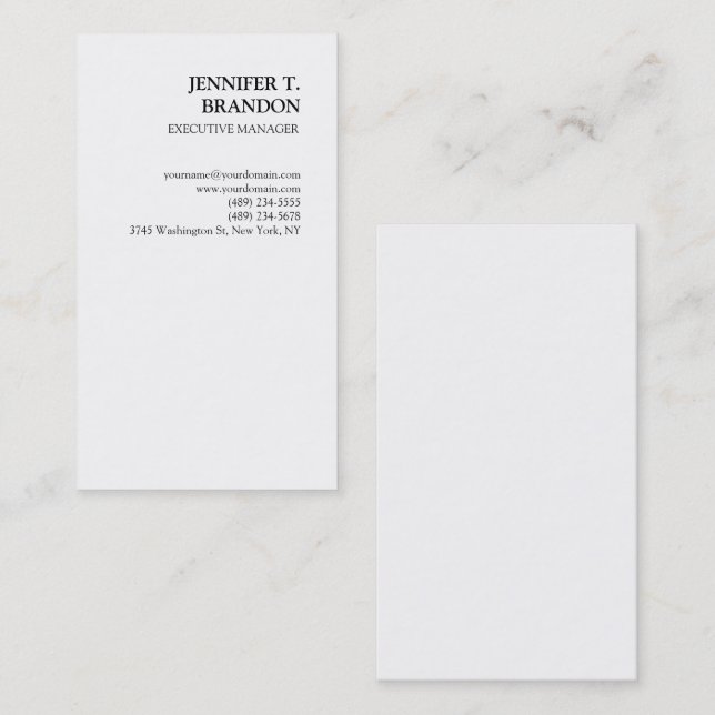 Minimalistisk vit, modern Professionell Visitkort (Fram/baksida)