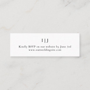 Minimalistisk vit Monogram Bröllop webbplats Mini Visitkort