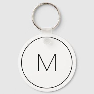 Minimalistisk vit Monogram enkel Brev Nyckelring