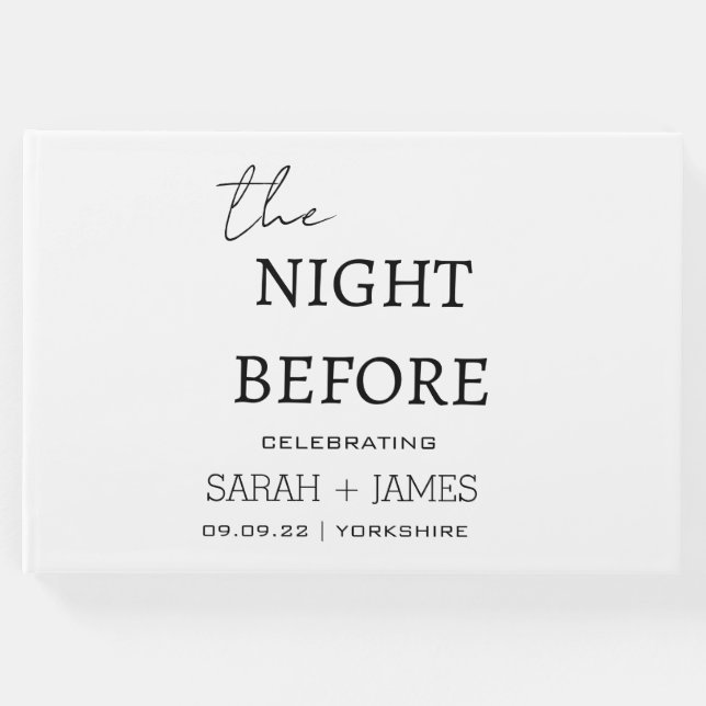 Minimalistisk vit natten före Bröllop Gästböcker (Framsida)