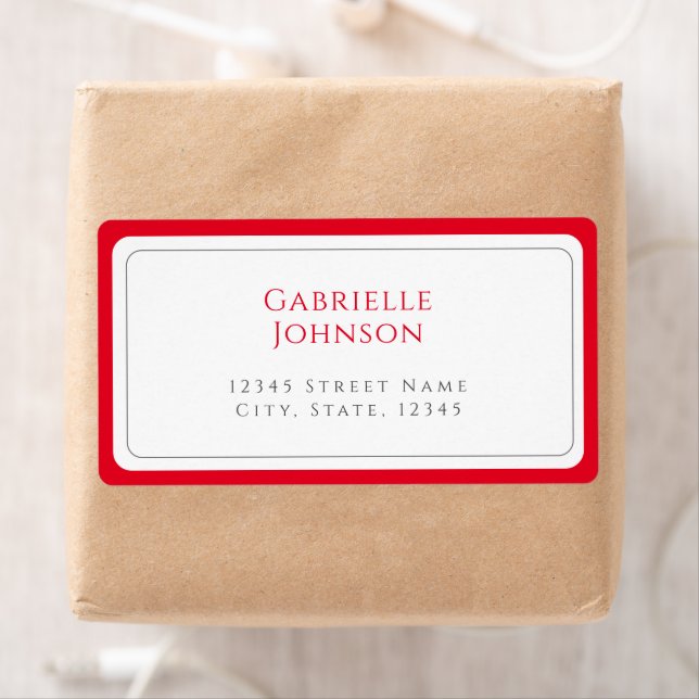 Minimalistisk vit- och Cherry Red-Returadress Fraktsedel (Insitu)
