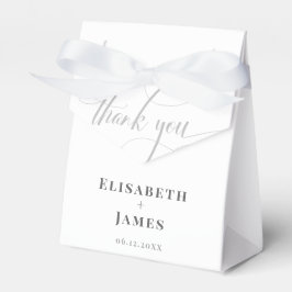 Minimalistisk vit och Grått-kalligrafi Chic Bröllo Presentaskar