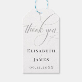 Minimalistisk vit och Grått-kalligrafi Chic Bröllo Presentetikett