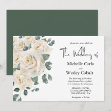 Minimalistisk vit och grön rosmiljö bröllop 